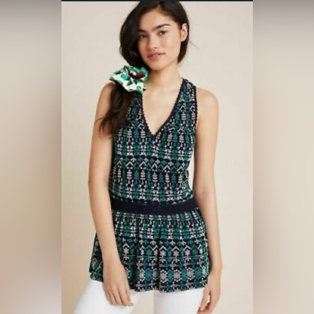 ๐MAEVE Anthropologie Embroidered Peplum Top sz S